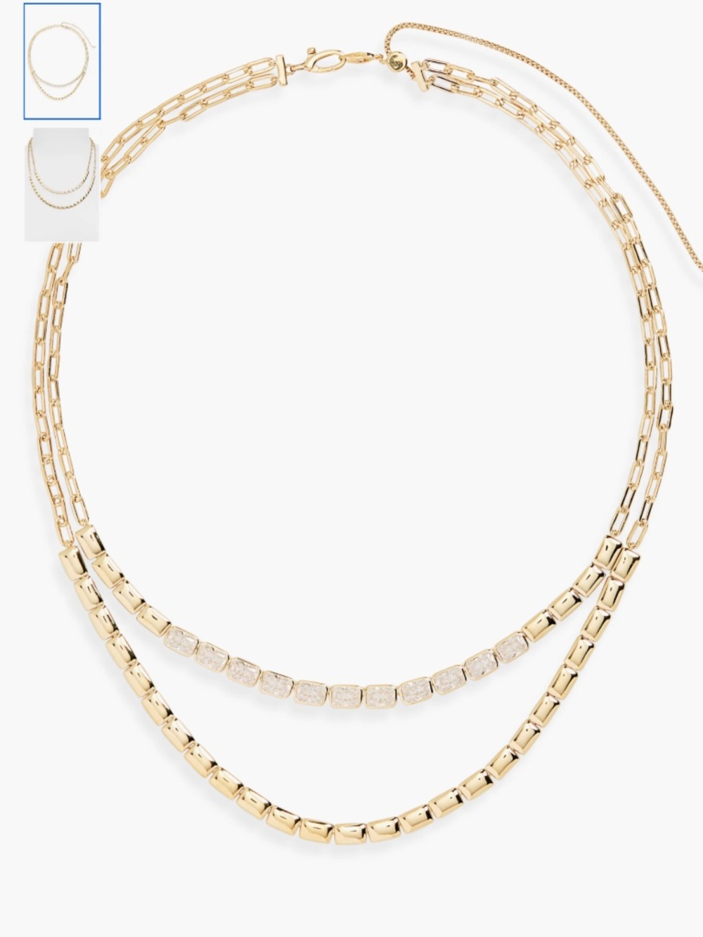 Nadri 18K Gold Vermeil CZ Layered Block Chain Necklace